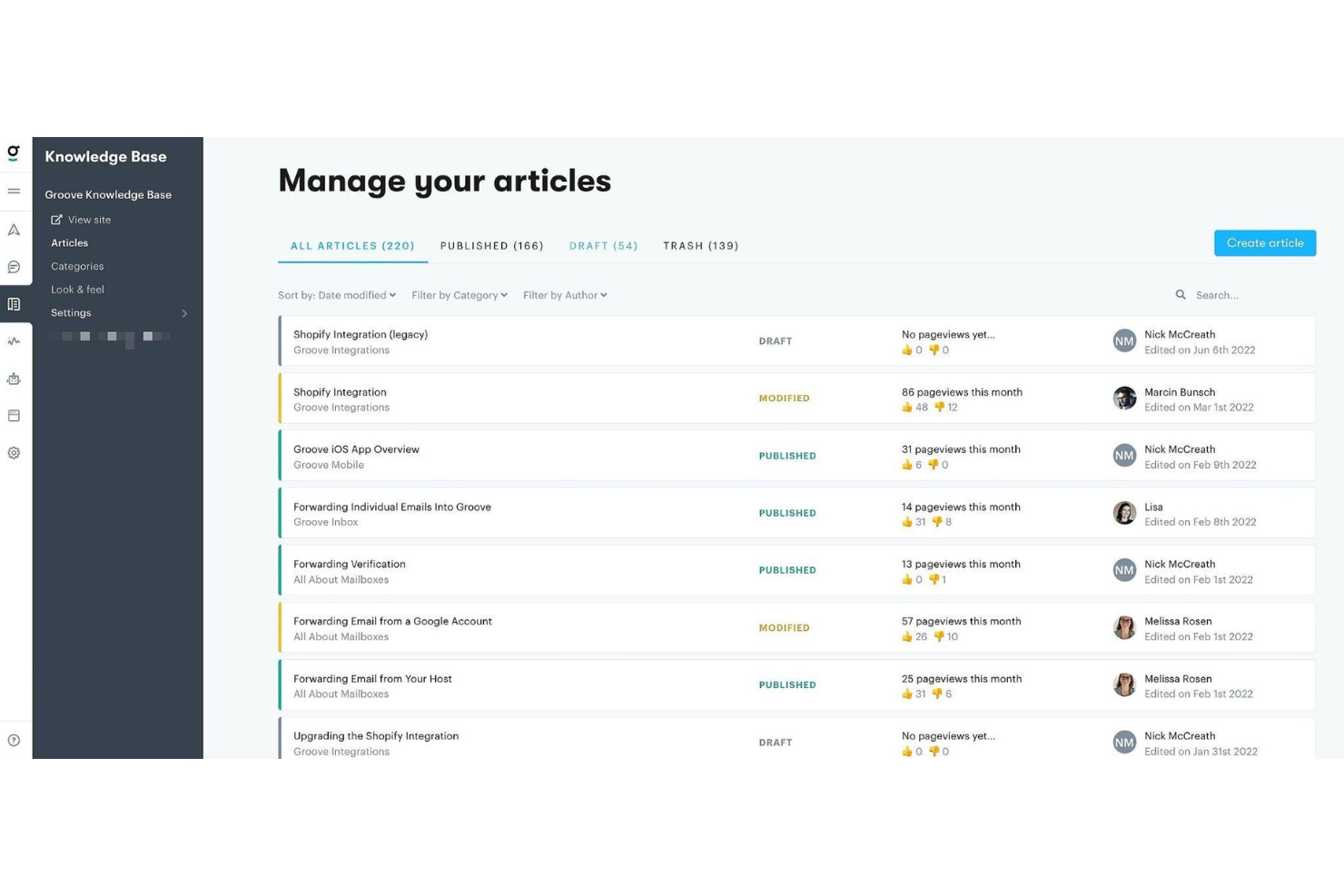 Groove screenshot - 10 Best Helpdesk Knowledge Bases For Customer Service In 2023