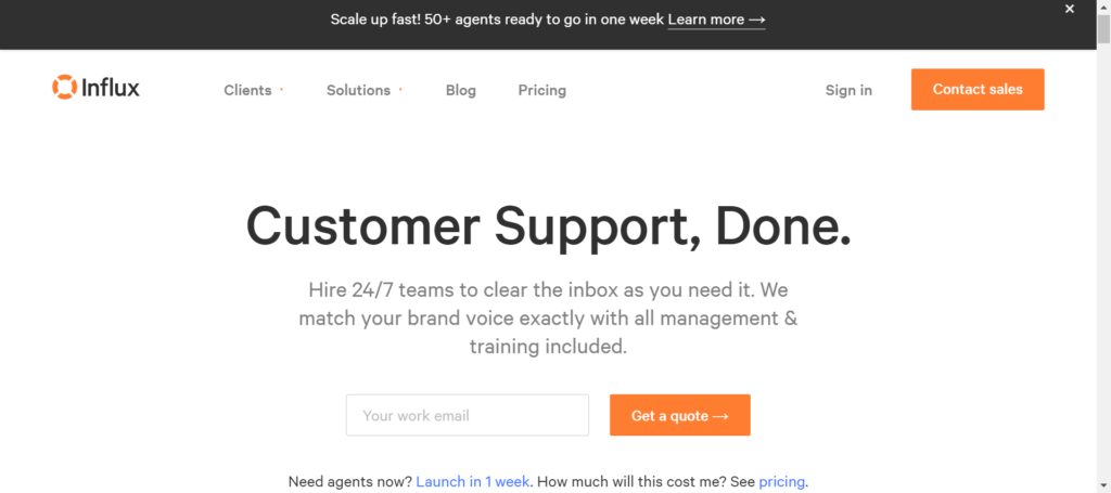 InfluX screenshot - 10 Best Customer Service Outsourcing Companies In 2023